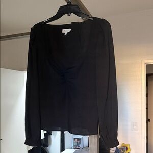 Bohme Black Long-Sleeve Gathered Front Blouse